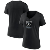 Las Vegas Raiders Women's Logo Team Lockup V-Neck T-Shirt - Black for sale