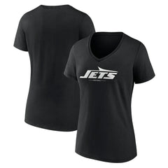 New York Jets Women's Logo Team Lockup V-Neck T-Shirt - Black cheap