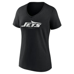 New York Jets Women's Logo Team Lockup V-Neck T-Shirt - Black cheap
