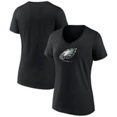 Philadelphia Eagles Women's Logo Team Lockup V-Neck T-Shirt - Black cheap