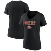 San Francisco 49ers Women's Logo Team Lockup V-Neck T-Shirt - Black sale