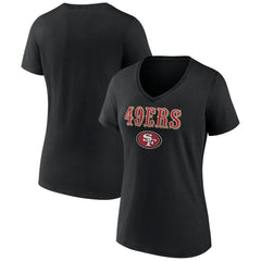 San Francisco 49ers Women's Logo Team Lockup V-Neck T-Shirt - Black sale