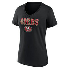 San Francisco 49ers Women's Logo Team Lockup V-Neck T-Shirt - Black sale