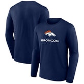 Denver Broncos Logo Team Lockup Long Sleeve T-Shirt - Navy for sale