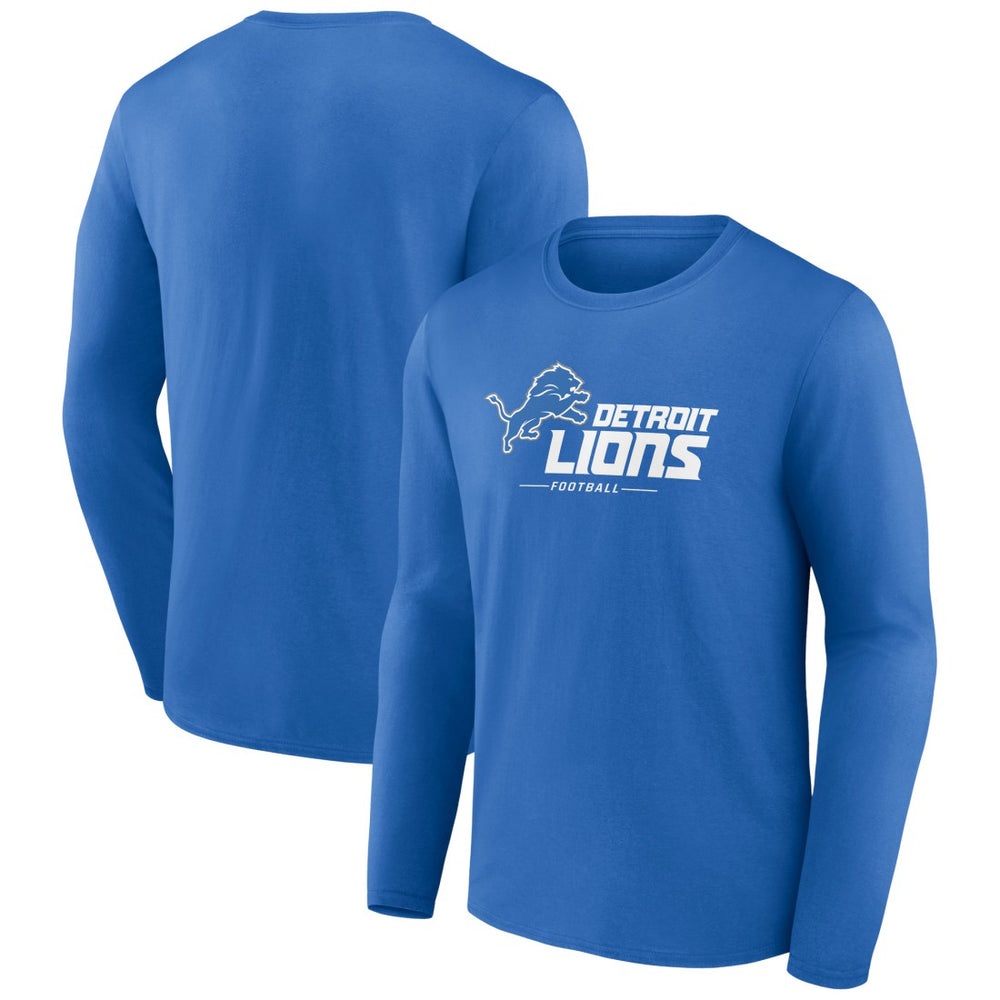 Detroit Lions Logo Team Lockup Long Sleeve T-Shirt - Blue for sale