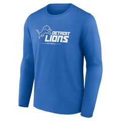 Detroit Lions Logo Team Lockup Long Sleeve T-Shirt - Blue for sale
