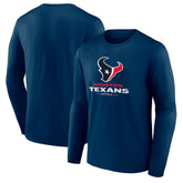 Houston Texans Logo Team Lockup Long Sleeve T-Shirt - Navy discount