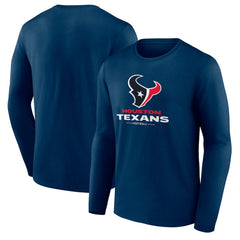 Houston Texans Logo Team Lockup Long Sleeve T-Shirt - Navy discount