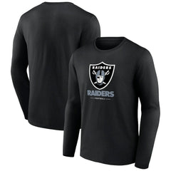 Las Vegas Raiders Logo Team Lockup Long Sleeve T-Shirt - Black cheap