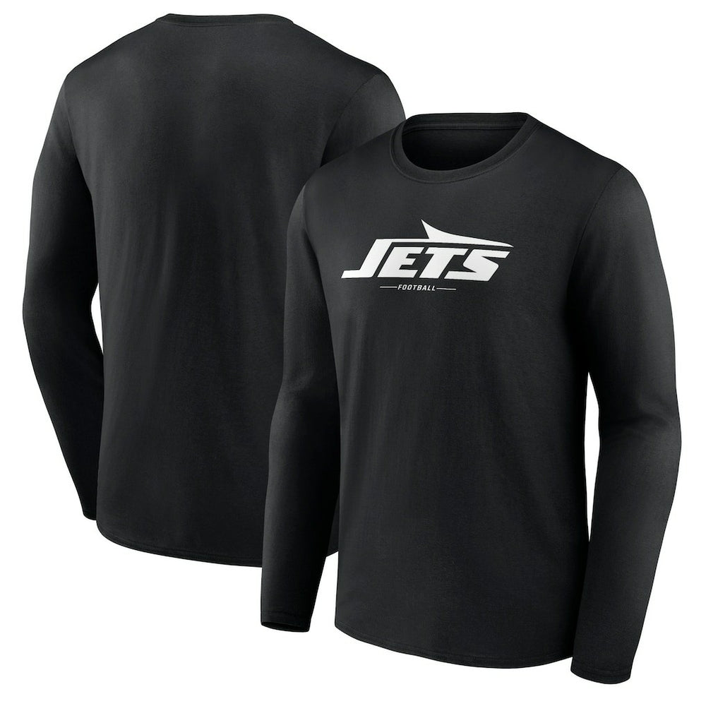 New York Jets Logo Team Lockup Long Sleeve T-Shirt - Black for sale