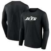 New York Jets Logo Team Lockup Long Sleeve T-Shirt - Black for sale