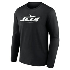 New York Jets Logo Team Lockup Long Sleeve T-Shirt - Black for sale