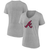 Atlanta Braves Women's Official Logo V-Neck T-Shirt Gray