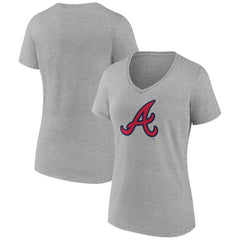 Atlanta Braves Women's Official Logo V-Neck T-Shirt Gray