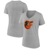 Baltimore Orioles Women's Official Logo V-Neck T-Shirt Gray