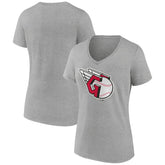 Cleveland Guardians Women's Official Logo V-Neck T-Shirt Gray
