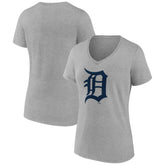 Detroit Tigers Women's Official Logo V-Neck T-Shirt Gray