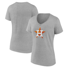 Houston Astros Women's Official Logo V-Neck T-Shirt Gray