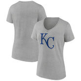 Kansas City Royals Women's Official Logo V-Neck T-Shirt Gray
