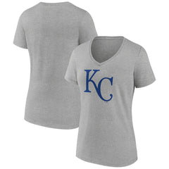 Kansas City Royals Women's Official Logo V-Neck T-Shirt Gray