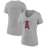 Los Angeles Angels Women's Official Logo V-Neck T-Shirt Gray