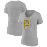 Pittsburgh Pirates Women's Official Logo V-Neck T-Shirt Gray
