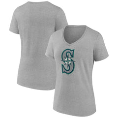 Seattle Mariners Women's Official Logo V-Neck T-Shirt Gray