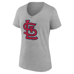 St. Louis Cardinals Women's Official Logo V-Neck T-Shirt Gray