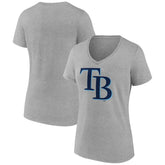 Tampa Bay Rays Women's Official Logo V-Neck T-Shirt Gray