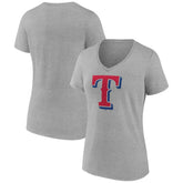 Texas Rangers Women's Official Logo V-Neck T-Shirt Gray