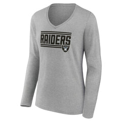 Las Vegas Raiders Women's On Side Stripe Long Sleeve V-Neck T-Shirt - Gray online