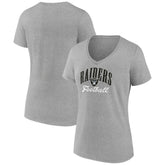 Las Vegas Raiders Women's Victory Script V-Neck T-Shirt - Heather Gray cheap