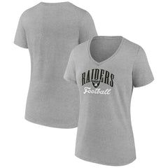 Las Vegas Raiders Women's Victory Script V-Neck T-Shirt - Heather Gray cheap