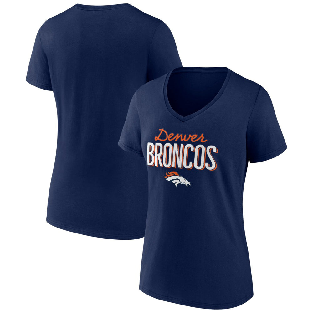 Denver Broncos Women's Nostalgia V-Neck T-Shirt - Navy on sale