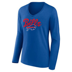 Buffalo Bills Women's Freehand Team Long Sleeve V-Neck T-Shirt - Royal sale
