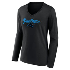 Carolina Panthers Women's Freehand Team Long Sleeve V-Neck T-Shirt - Black online