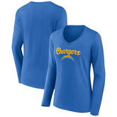 Los Angeles Chargers Women's Freehand Team Long Sleeve V-Neck T-Shirt - Powder Blue sale