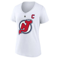 Nico Hischier New Jersey Devils Fanatics Women's Special Edition 2.0 Name & Number V-Neck T-Shirt - White T-shirts