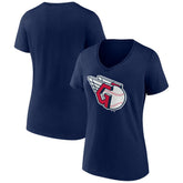 Cleveland Guardians Women's Official Logo V-Neck T-Shirt Navy