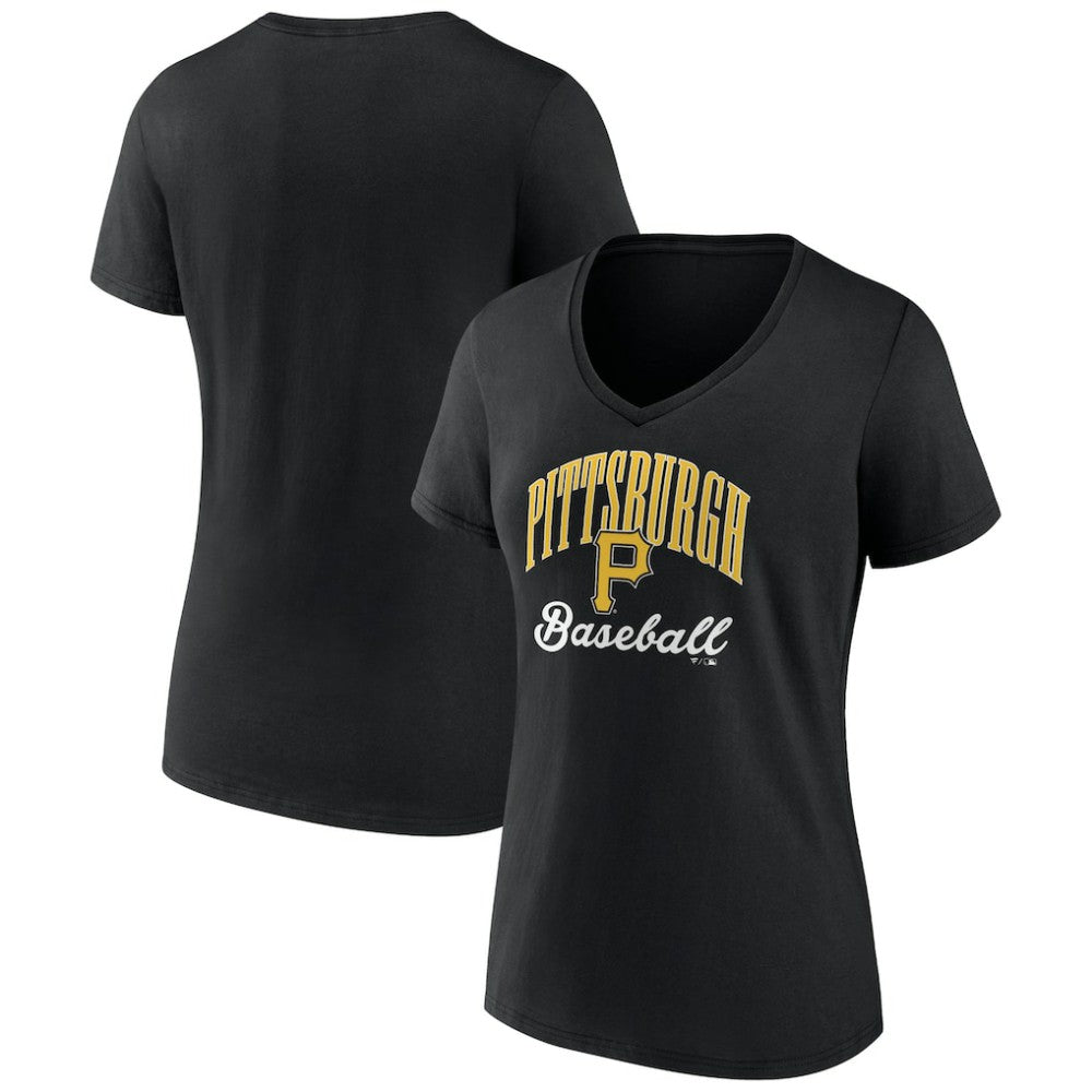 Pittsburgh Pirates Women's Victory Script Team V-Neck T-Shirt Black