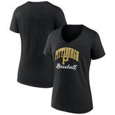 Pittsburgh Pirates Women's Victory Script Team V-Neck T-Shirt Black