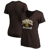 San Diego Padres Women's Victory Script Team V-Neck T-Shirt Brown