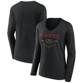 Arizona Diamondbacks Women's Live For It Long Sleeve Long Sleeve V-Neck T-Shirt Black