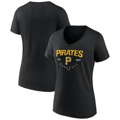 Pittsburgh Pirates Women's Live For It Team V-Neck T-Shirt Black