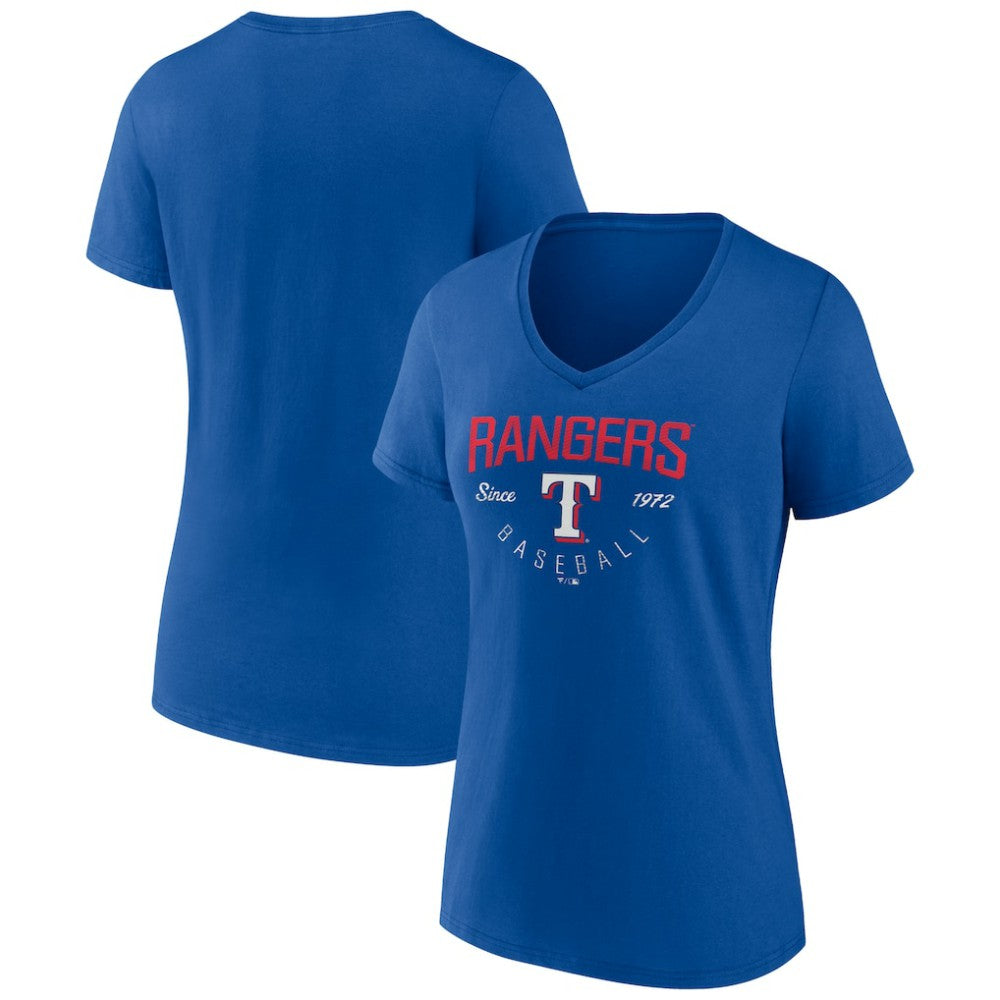 Texas Rangers Women's Live For It Team V-Neck T-Shirt Royal
