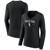 Chicago White Sox Women's Live For It Long Sleeve Long Sleeve V-Neck T-Shirt Black