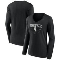 Chicago White Sox Women's Live For It Long Sleeve Long Sleeve V-Neck T-Shirt Black