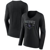 Colorado Rockies Women's Live For It Long Sleeve Long Sleeve V-Neck T-Shirt Black