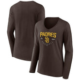 San Diego Padres Women's Live For It Long Sleeve Long Sleeve V-Neck T-Shirt Brown