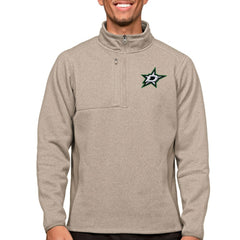 Dallas Stars Antigua Course Quarter-Zip Pullover Top - Oatmeal Pullover